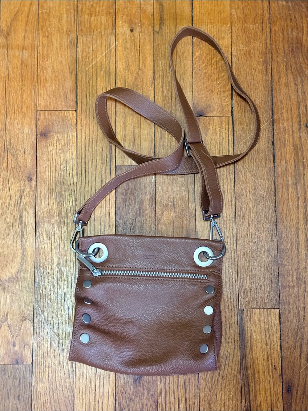 Hammitt Los Angeles Medium Brown Leather Crossbody with Silver Hardware